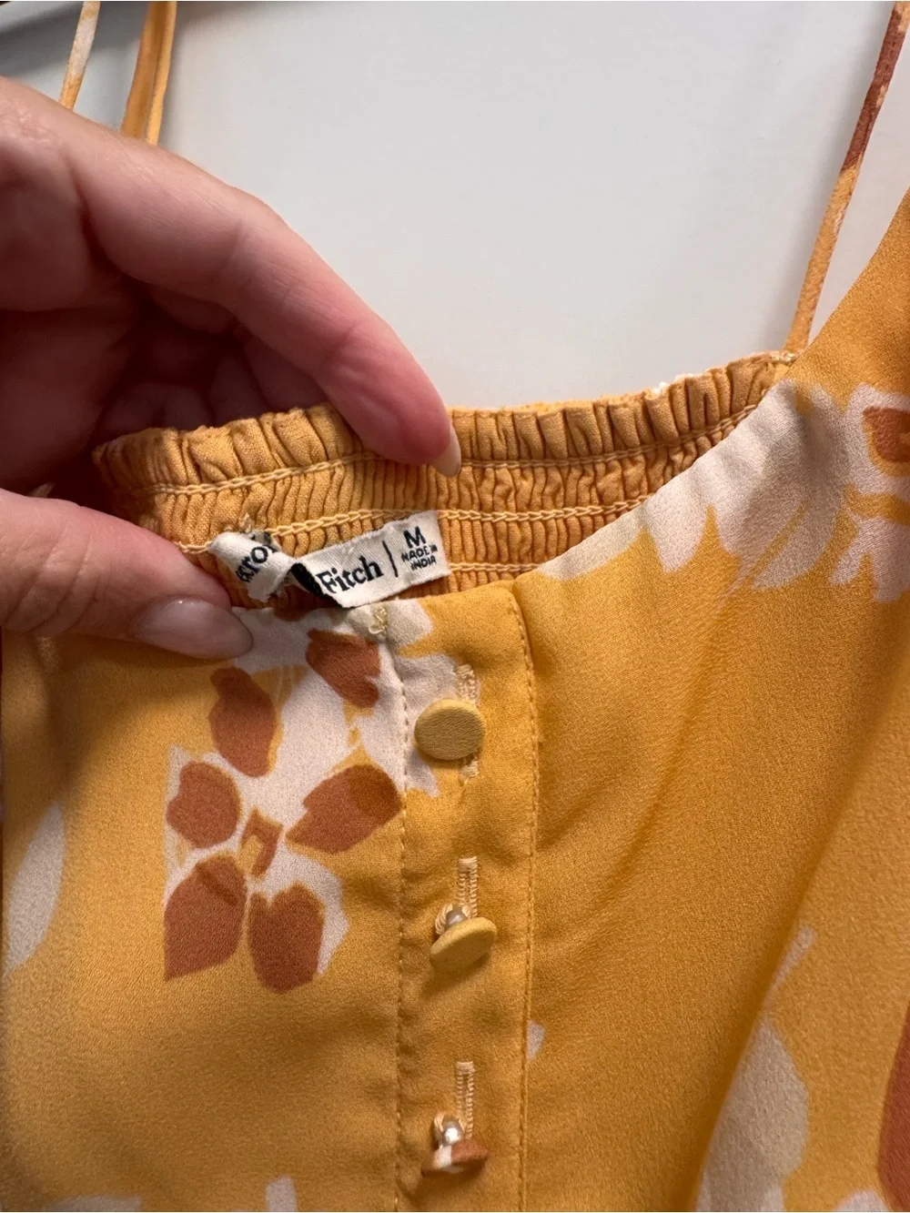 Abercrombie & Fitch Yellow Floral Maxi Dress with White & Brown Accents